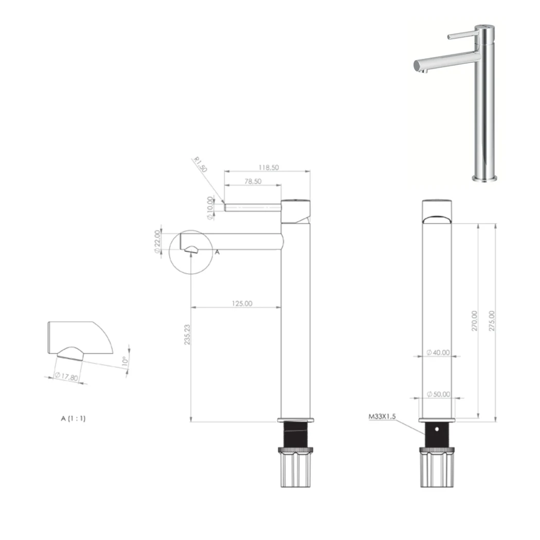 Henza Leo L Lavabo Bataryası teknik çizimi