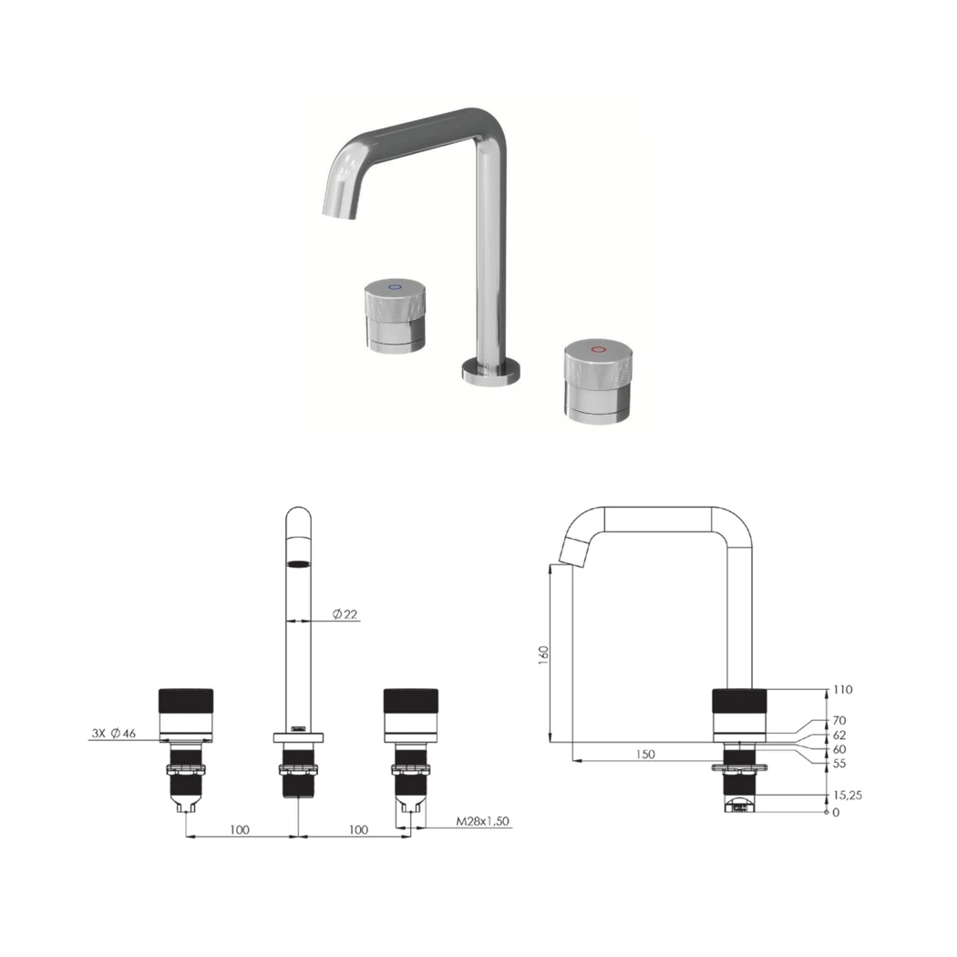 Norma Plus Lavabo Bataryası teknik çizimi
