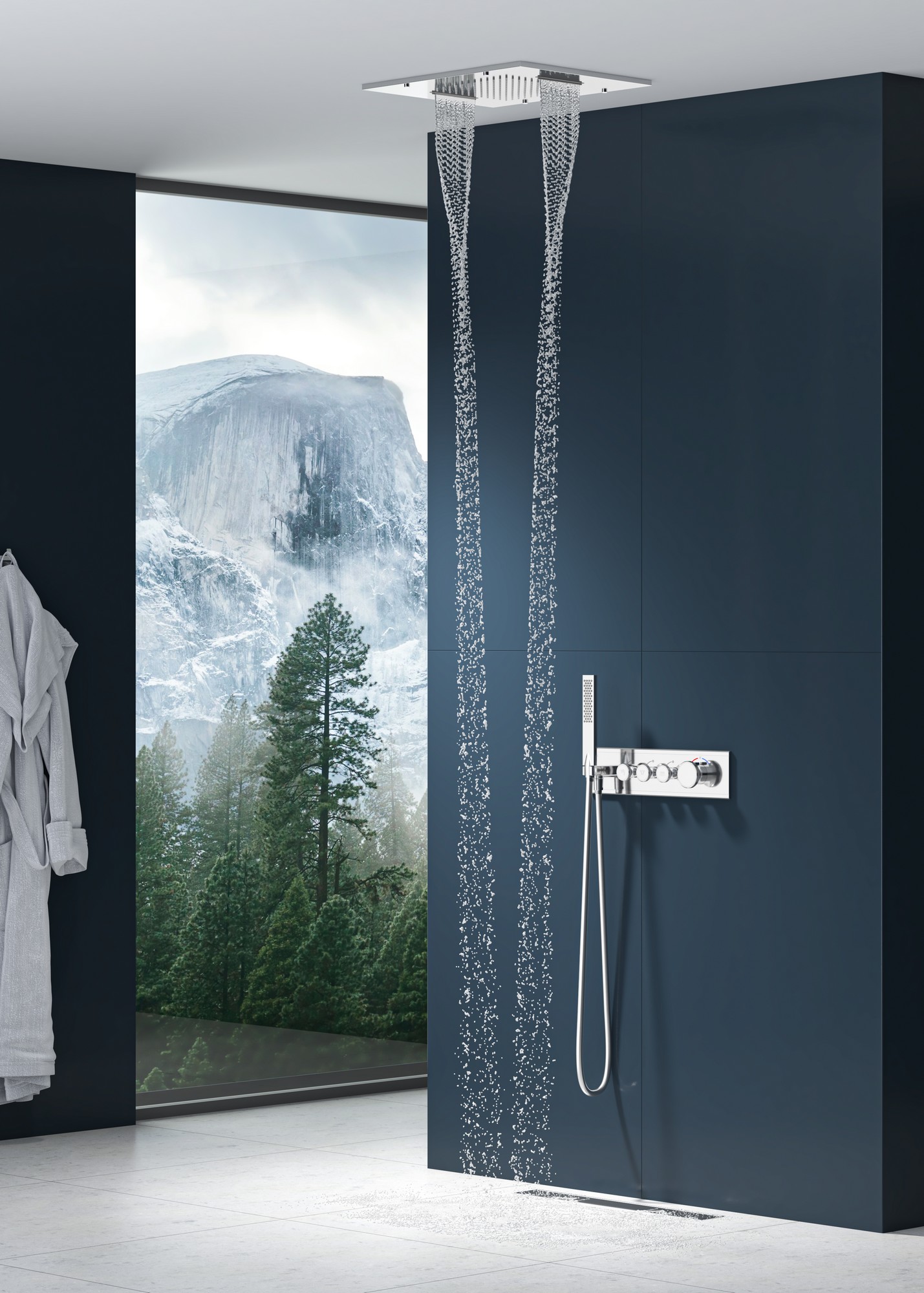 Shine 3 Yönlü Duş Seti Termostatik Krom Beyaz Cam – 2 Fonksiyon