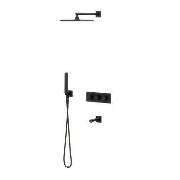 Lande 3 Yönlü Duş Batarya Seti Termostatik Siyah
