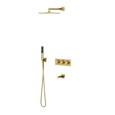 Lande 3 Yönlü Duş Batarya Seti Termostatik Altın
