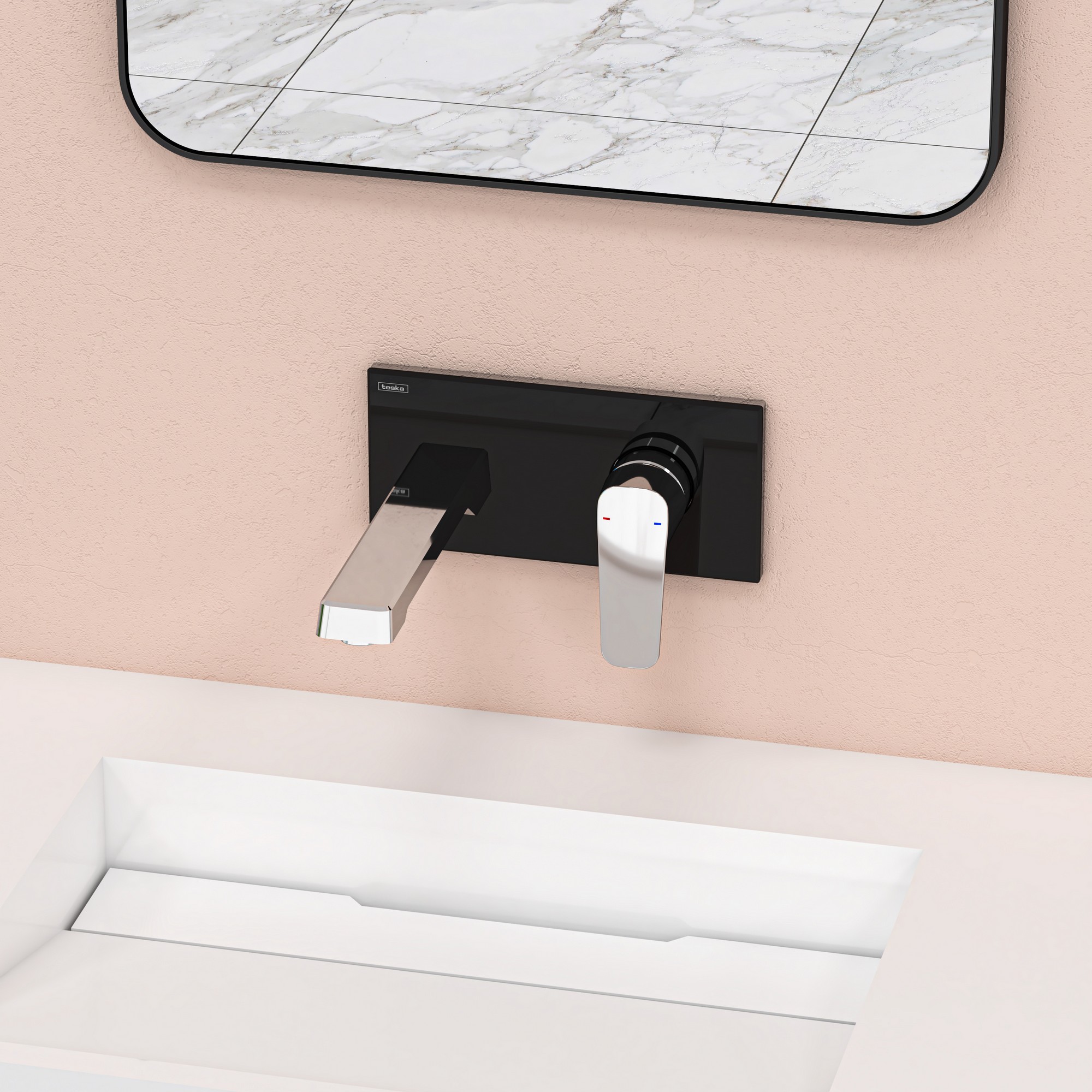 Quasar Lavabo Bataryası Krom Siyah Cam