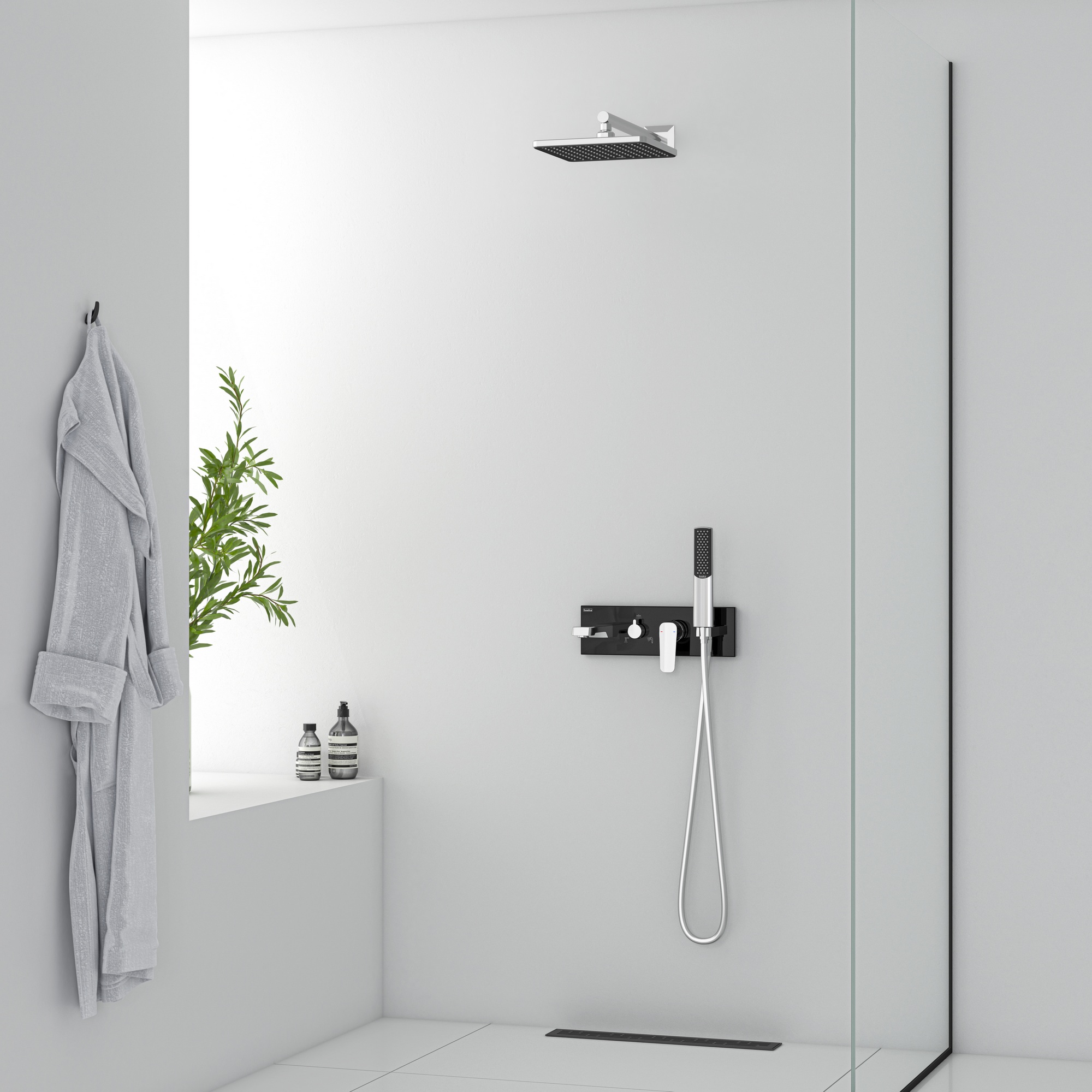 Life 3 Yönlü Duş Batarya Seti Mix Krom Siyah Cam