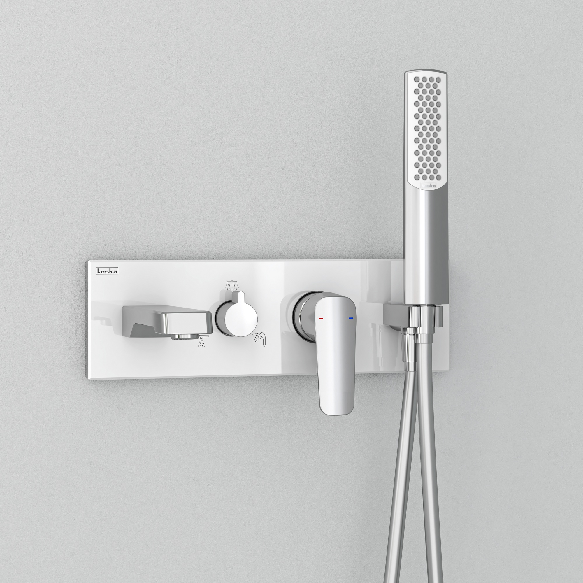 Life 3 Yönlü Duş Batarya Seti Mix Krom Beyaz Cam