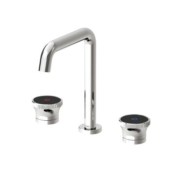 Norma Shine Lavabo Bataryası Krom Siyah Cam