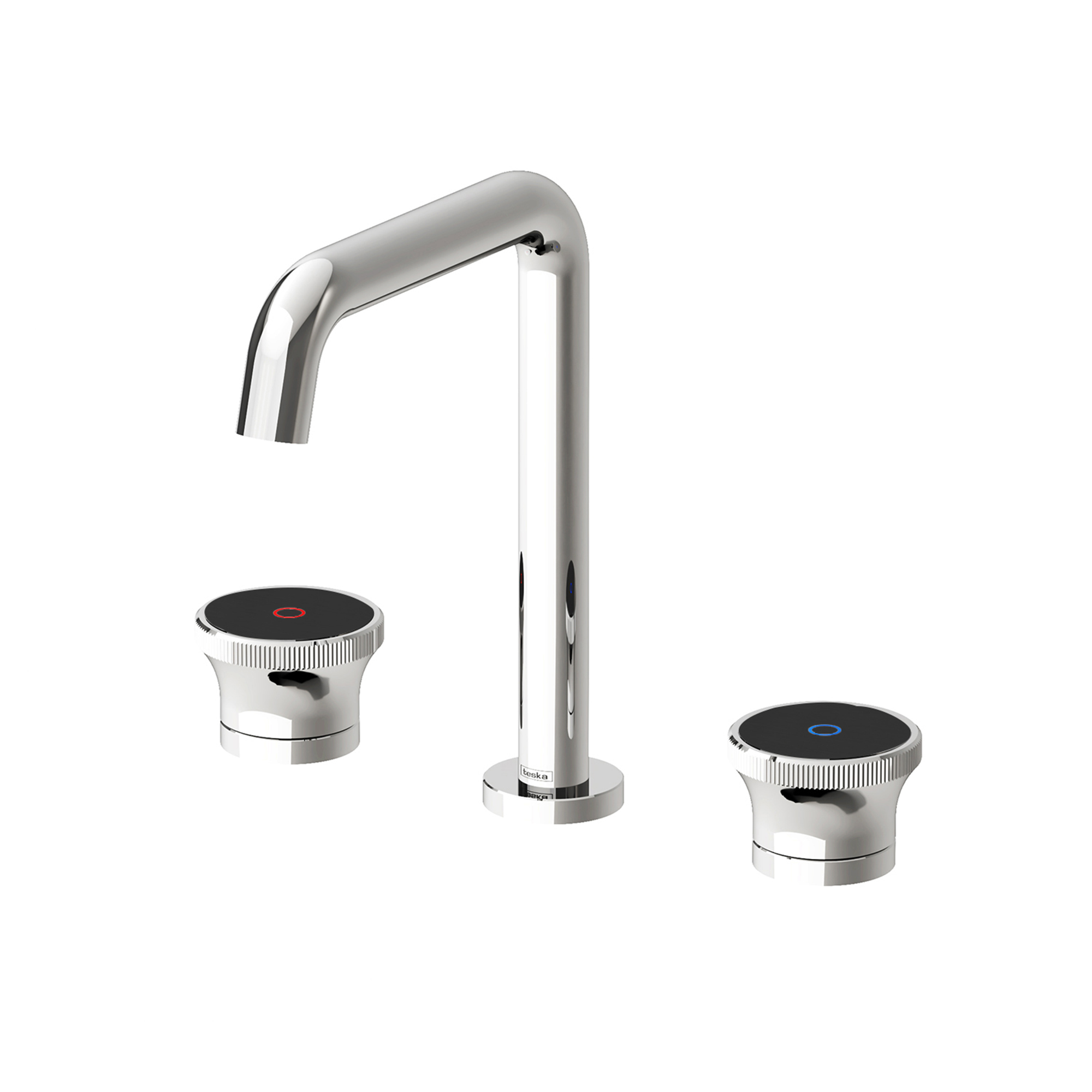 Norma Shine Lavabo Bataryası Krom Siyah Cam