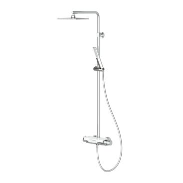 Perla 3 Yönlü Duş Kolonu Termostatik Krom Beyaz Cam