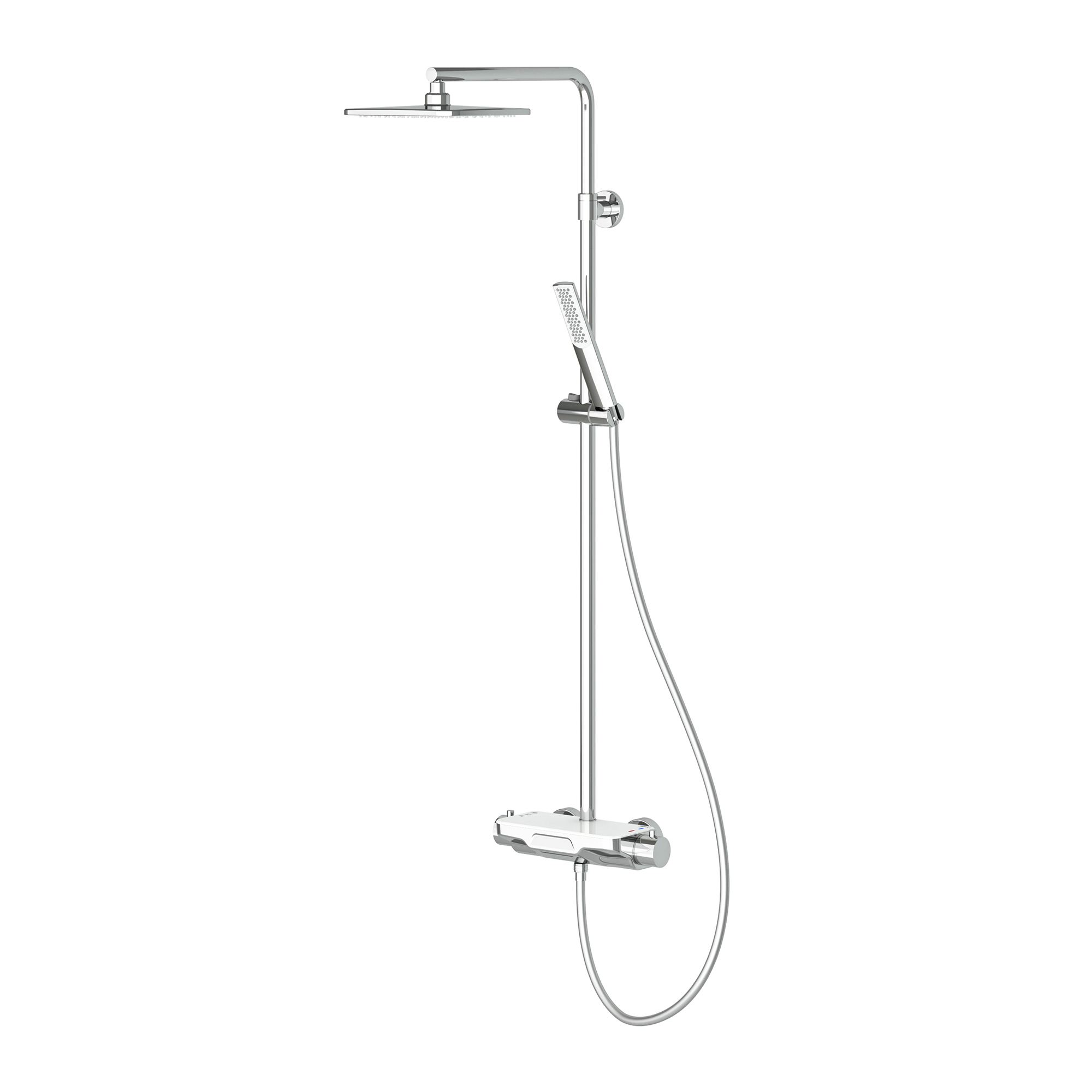 Perla 3 Yönlü Duş Kolonu Termostatik Krom Beyaz Cam