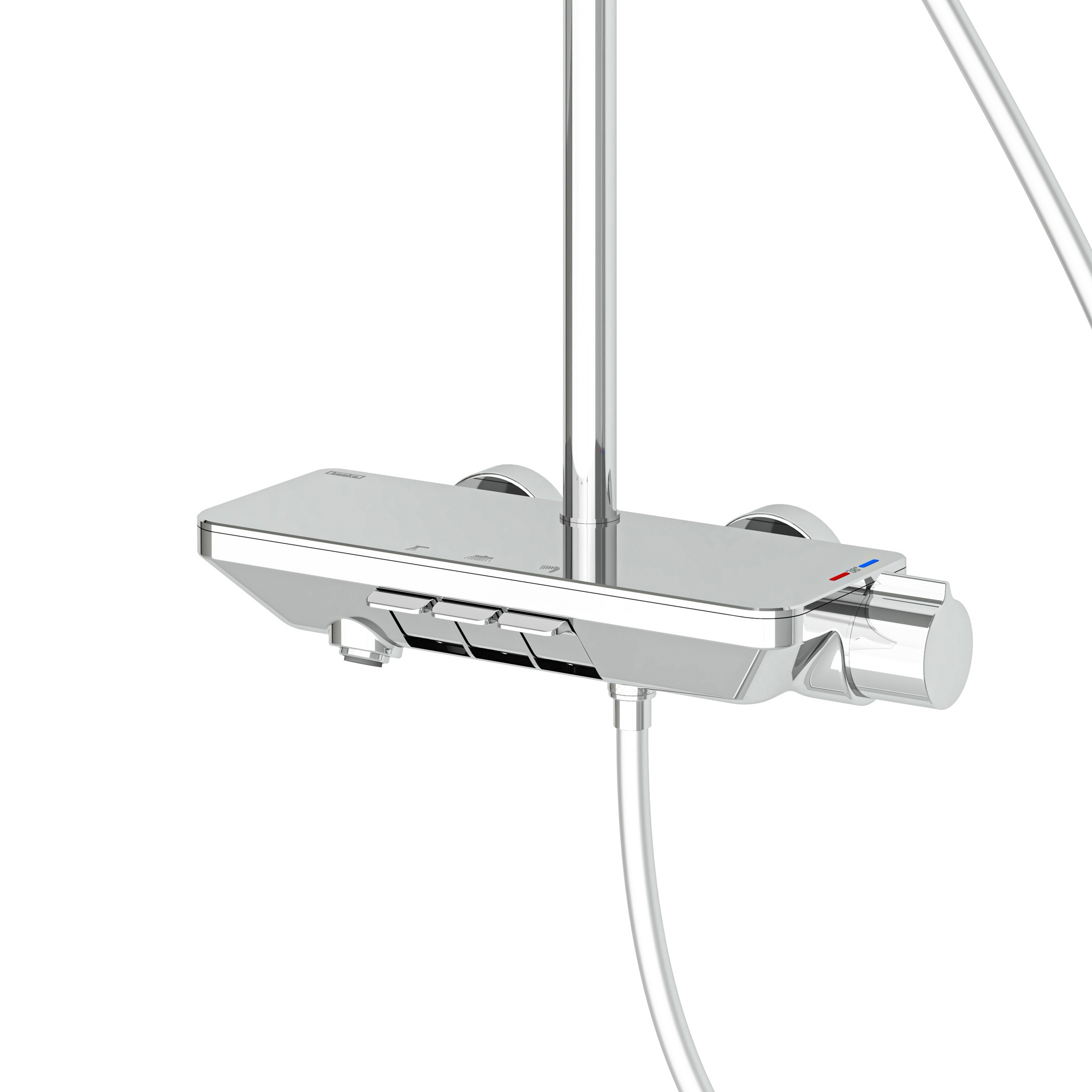 Piyano 3 Yönlü Duş Kolonu Termostatik Krom Cam Ayna