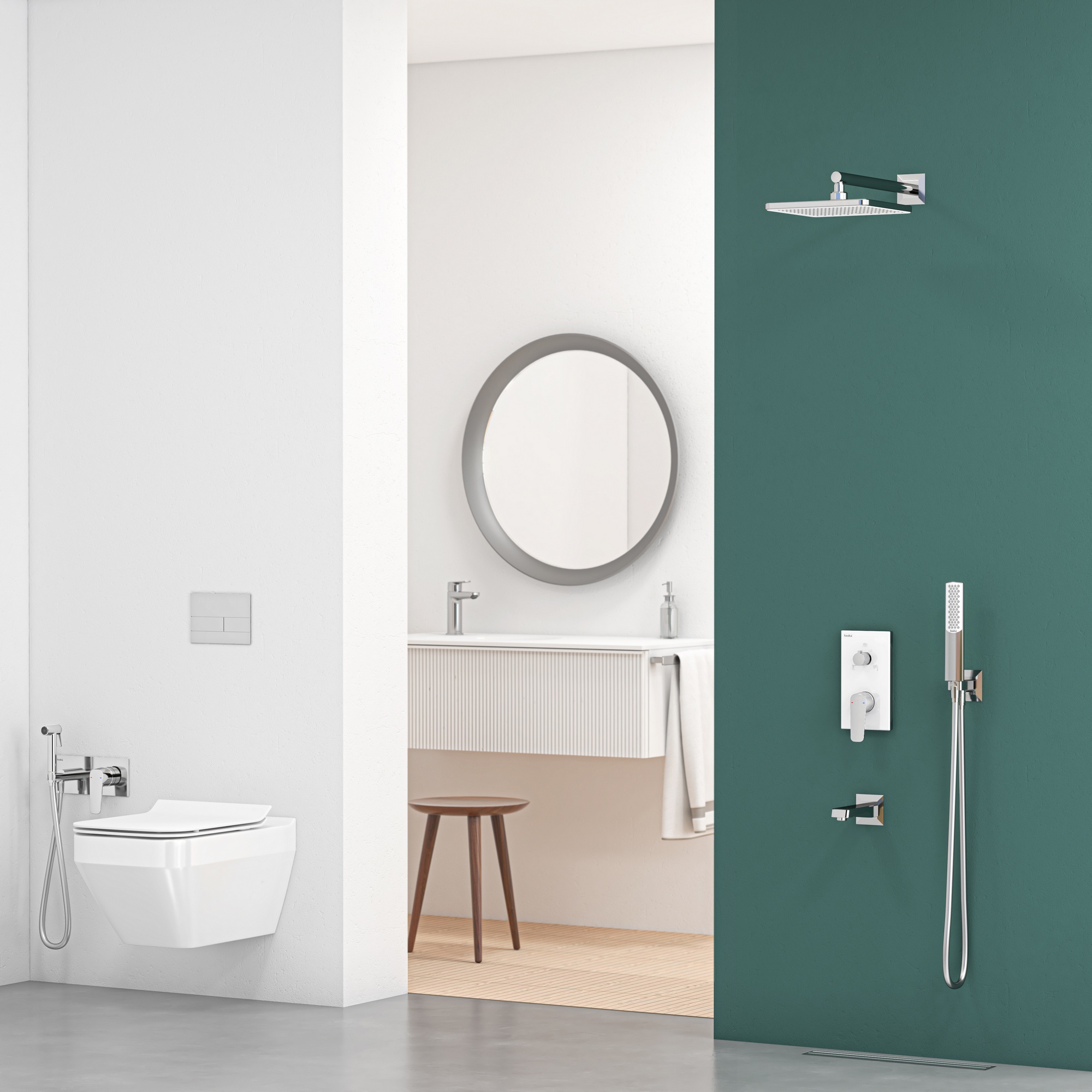 Ciera 3 Yönlü Duş Batarya Seti Mix Krom Beyaz Cam