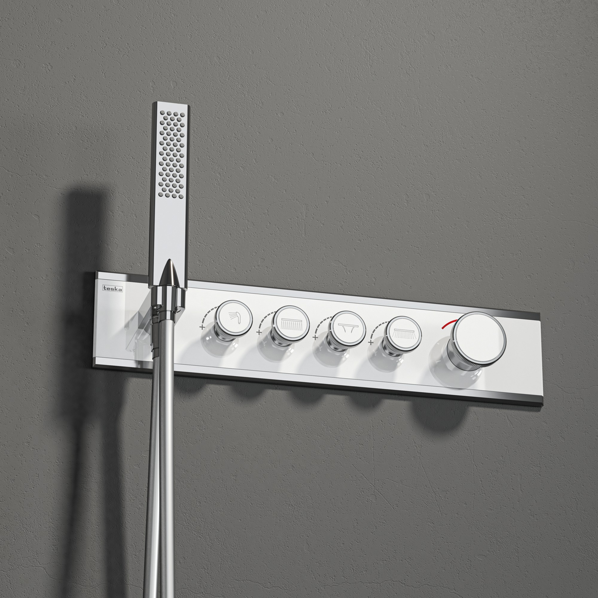 Shine 4 Yönlü Duş Seti Termostatik Krom Beyaz Cam