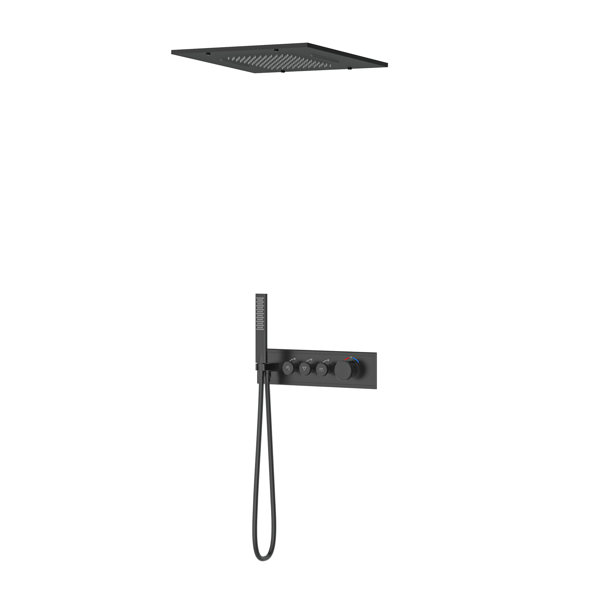 Shine 3 Yönlü Duş Seti Termostatik Siyah – 2 Fonksiyon