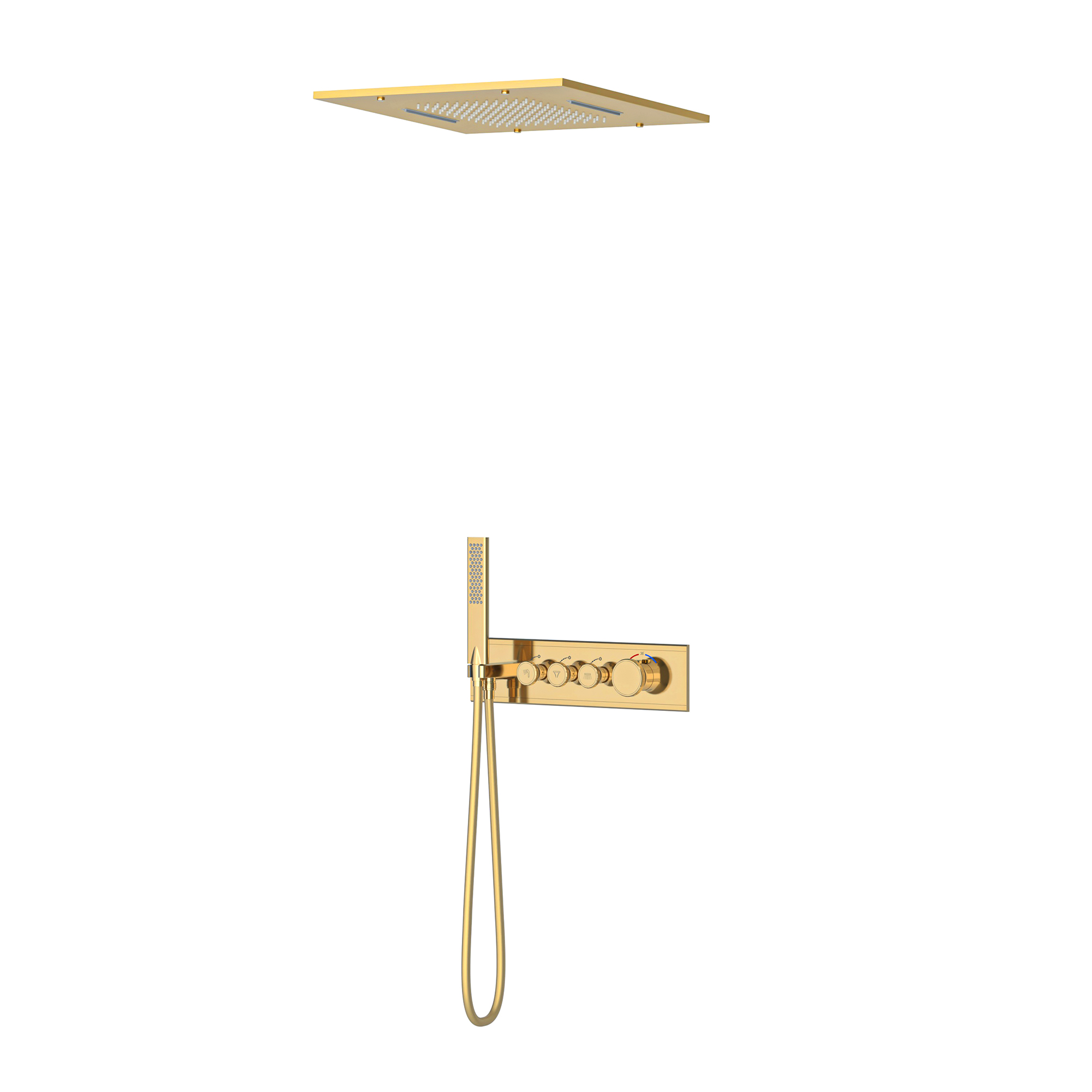 Shine 3 Yönlü Duş Seti Termostatik Altın – 2 Fonksiyon