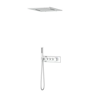 Shine 3 Yönlü Duş Seti Termostatik Krom Beyaz Cam – 2 Fonksiyon