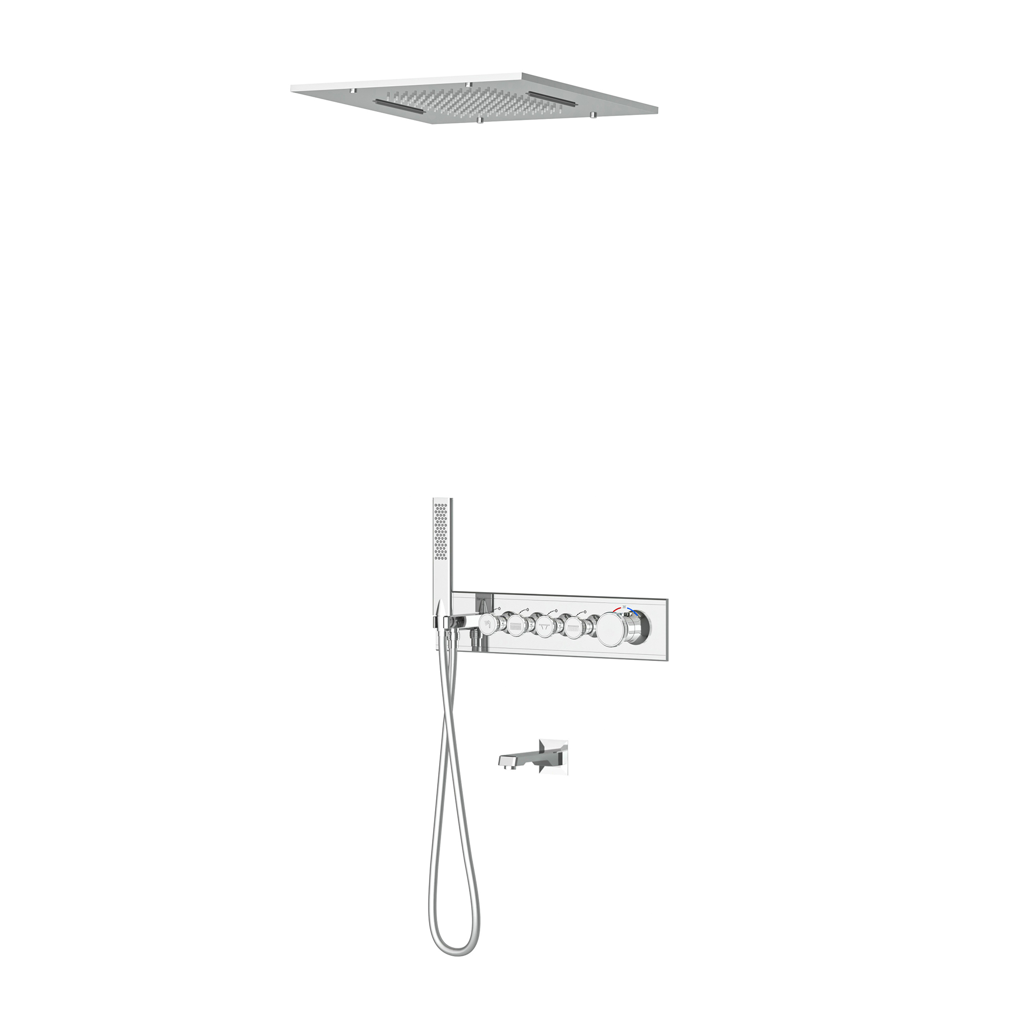 Shine 4 Yönlü Duş Seti Termostatik Krom