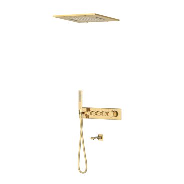Shine 4 Yönlü Duş Seti Termostatik Altın