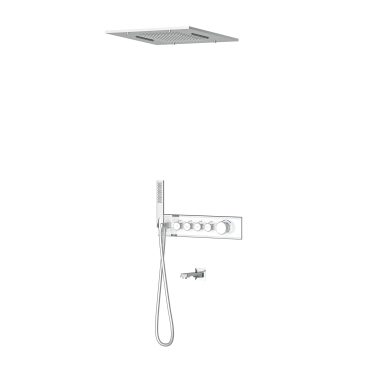 Shine 4 Yönlü Duş Seti Termostatik Krom Beyaz Cam - 2 Fonksiyon