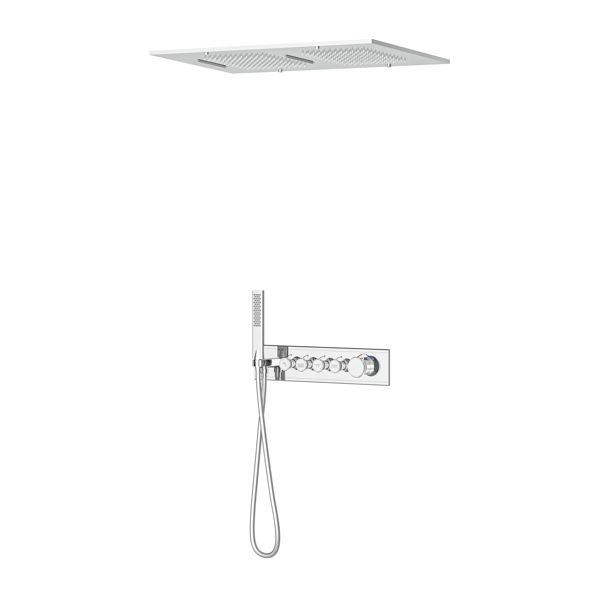 Shine 4 Yönlü Duş Seti Termostatik Krom