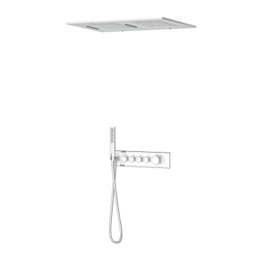 Shine 4 Yönlü Duş Seti Termostatik Krom Beyaz Cam