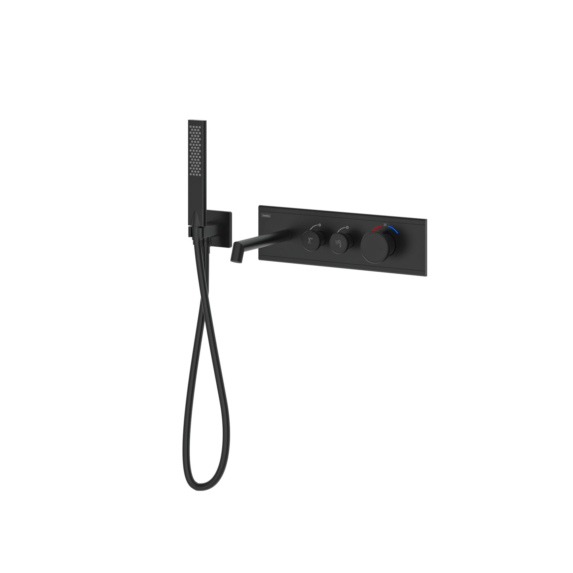 Shine Calix 2 Yönlü Küvet Seti Termostatik Siyah