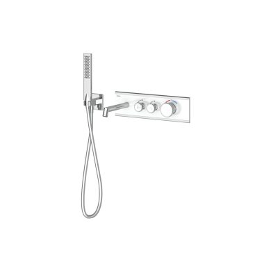 Shine Calix 2 Yönlü Küvet Seti Termostatik Krom Beyaz Cam