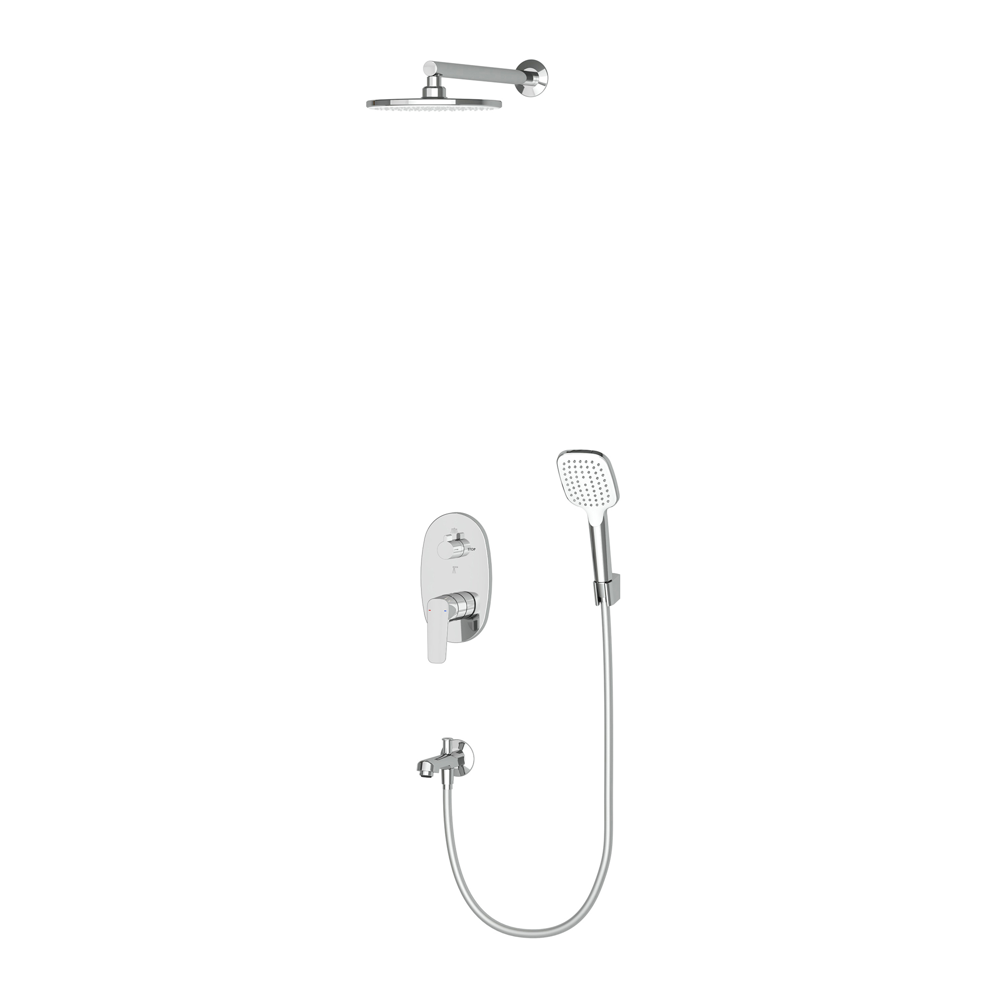 Tenedos 2+1 Yönlü Duş Batarya Seti Mix Krom