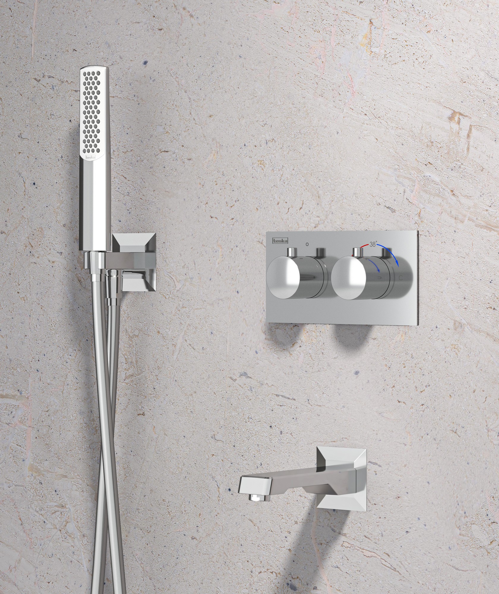 Teona 2 Yönlü Duş Batarya Seti Termostatik Krom