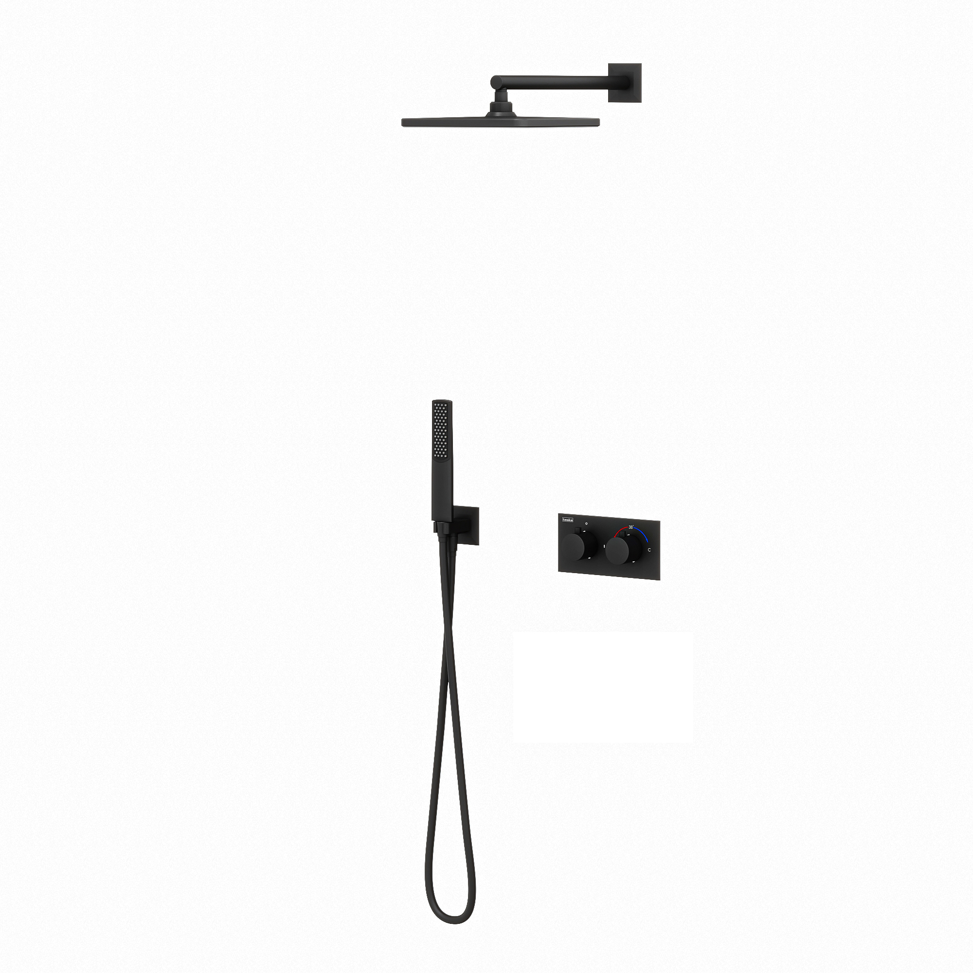 Teona 2 Yönlü Duş Batarya Seti Termostatik Siyah