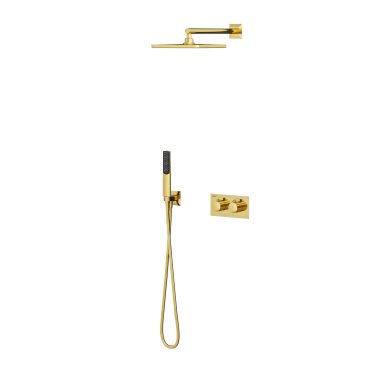 Teona 2 Yönlü Duş Batarya Seti Termostatik Altın
