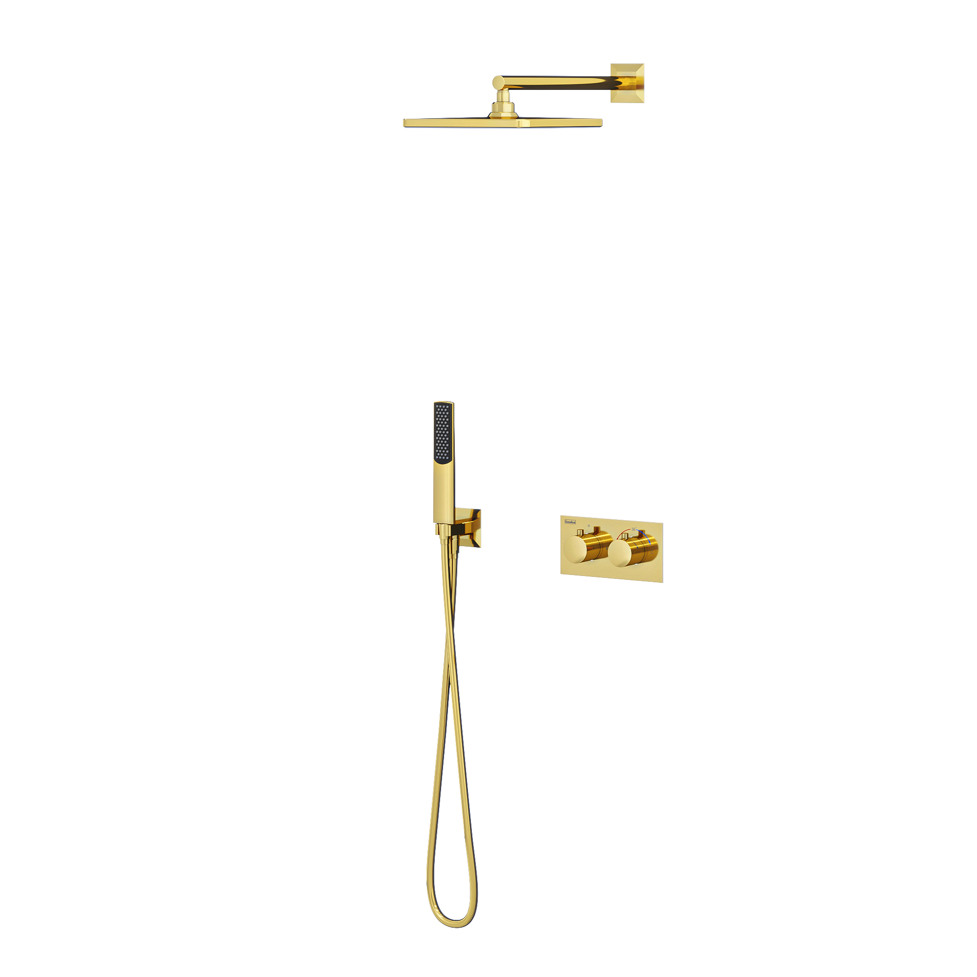 Teona 2 Yönlü Duş Batarya Seti Termostatik Altın